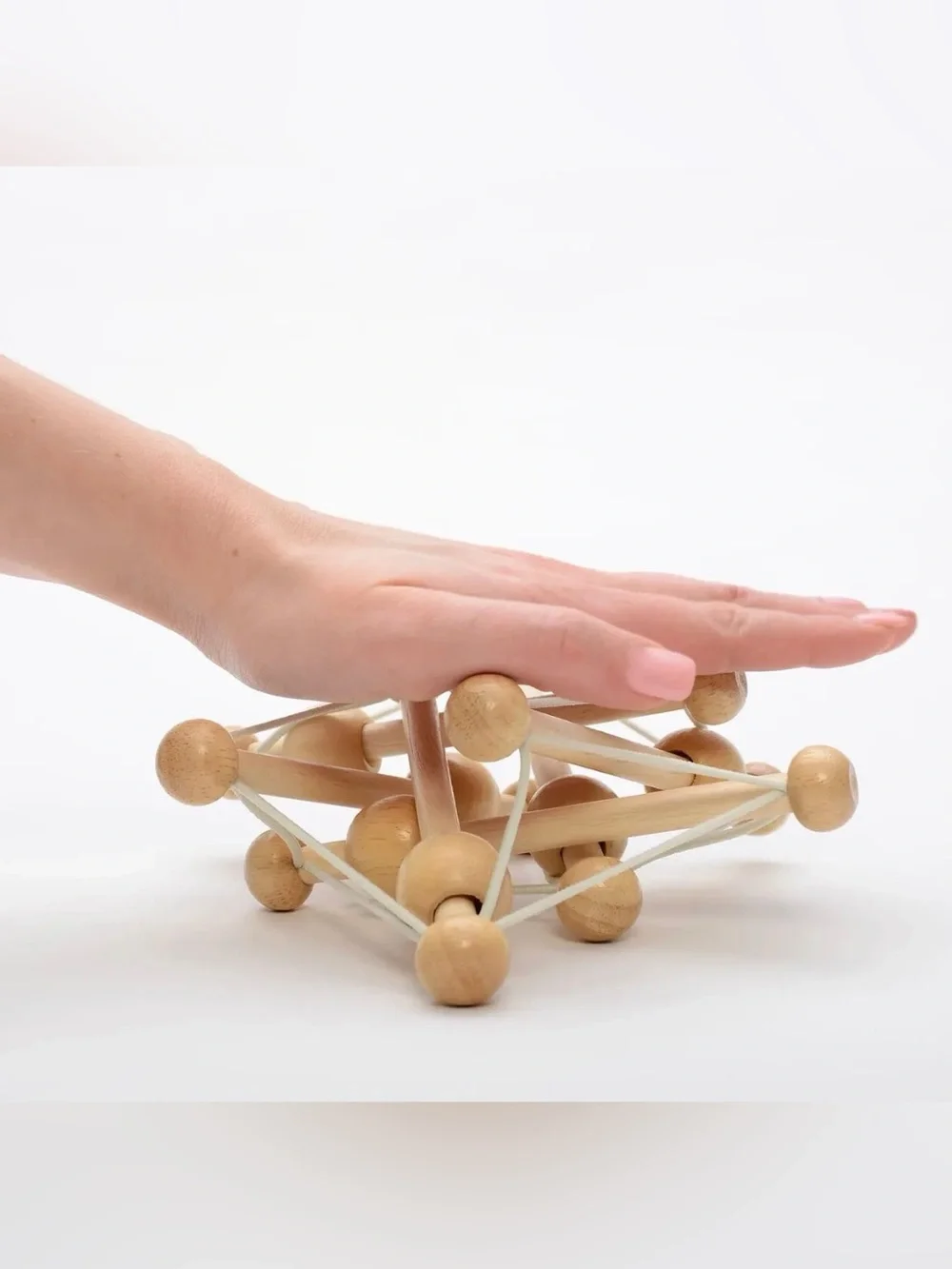 EUC - Manhattan Toy Company “Skwish” Natural Wood Teether Rattle Toy - 0m +